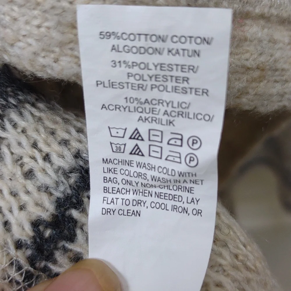 Lucky Brand Womens Tribal Aztec Black Ivory Gray Print Open Front Drape Cardigan - Picture 6 of 11